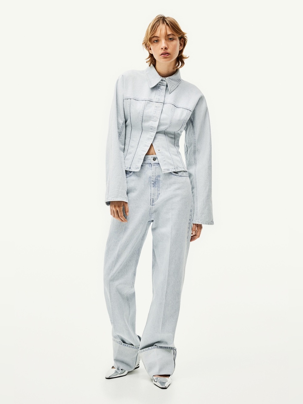 H&M Cuffed Straight-Leg Jeans